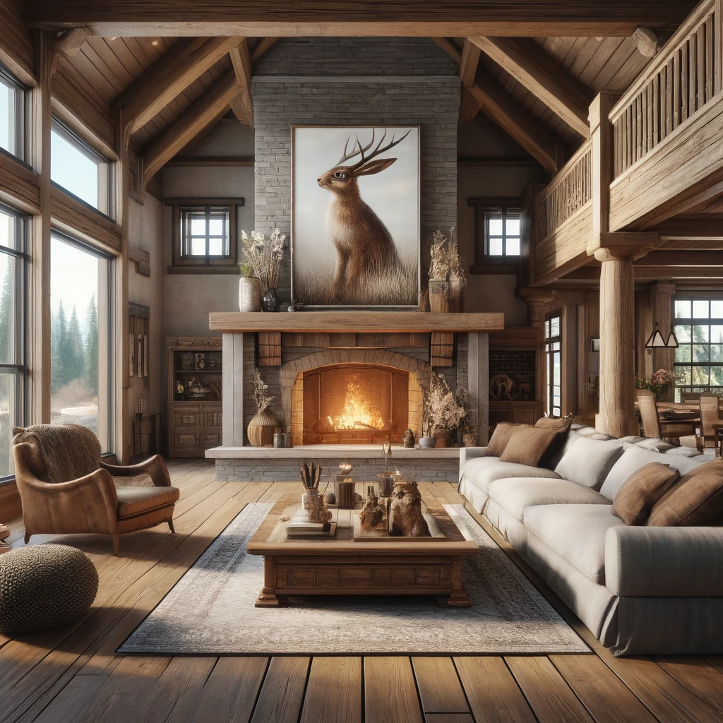 Main House Living Room with Jackalope Painting